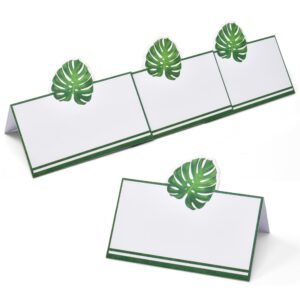 Gift Boutique 100 Pack Palm Leaf Place Cards Floral Green Leaves Seating Name Card Wedding Party Table Setting Tropical Folded Greenery Tent Cards