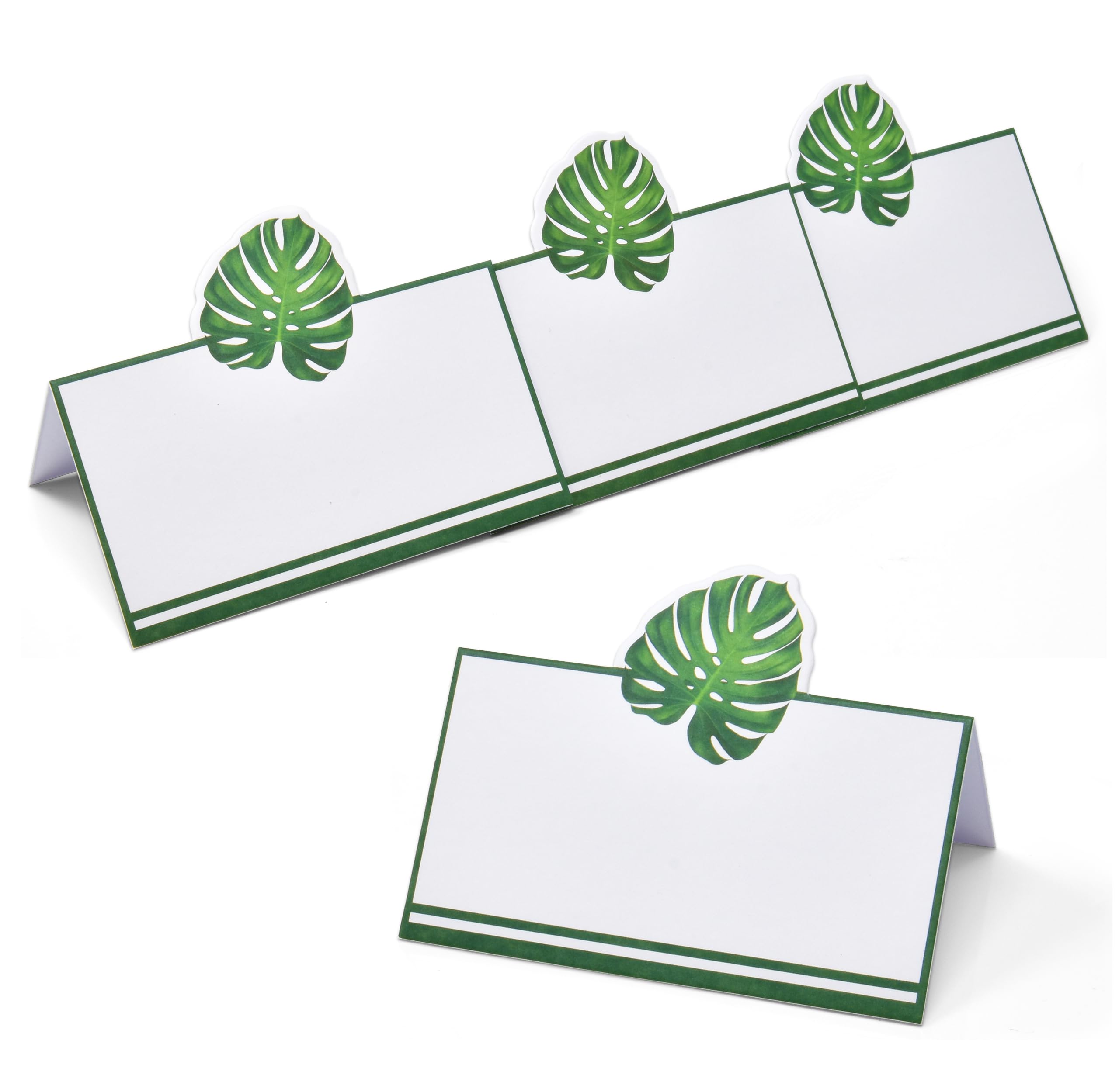 Gift Boutique 100 Pack Palm Leaf Place Cards Floral Green Leaves Seating Name Card Wedding Party Table Setting Tropical Folded Greenery Tent Cards