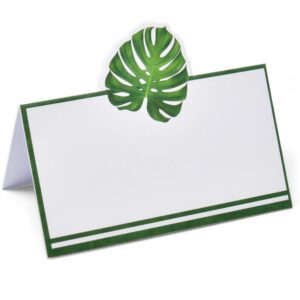 Gift Boutique 100 Pack Palm Leaf Place Cards Floral Green Leaves Seating Name Card Wedding Party Table Setting Tropical Folded Greenery Tent Cards