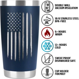 PRPinkRain Retirement Gifts for Men 2024 - The Legend Has Retired - American Flag Tumbler, Engraved Gifts, Retirement Gag Gifts Idea for Men, Him, Husband, Coworkers (Navy 20 Oz)