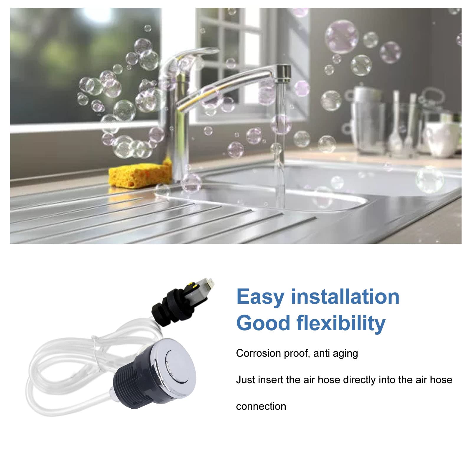 AYNEFY Air Switch Bath Disposer Kit Massage Valve Sp Button Massaging 125 250V Garbage Disposer Bathing Shower for Replacement Parts