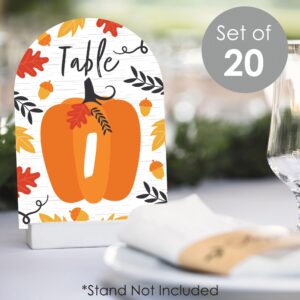 Big Dot of Happiness Fall Pumpkin - Halloween or Thanksgiving Party Double-Sided 5 x 7 inches Cards - Table Numbers - 1-20