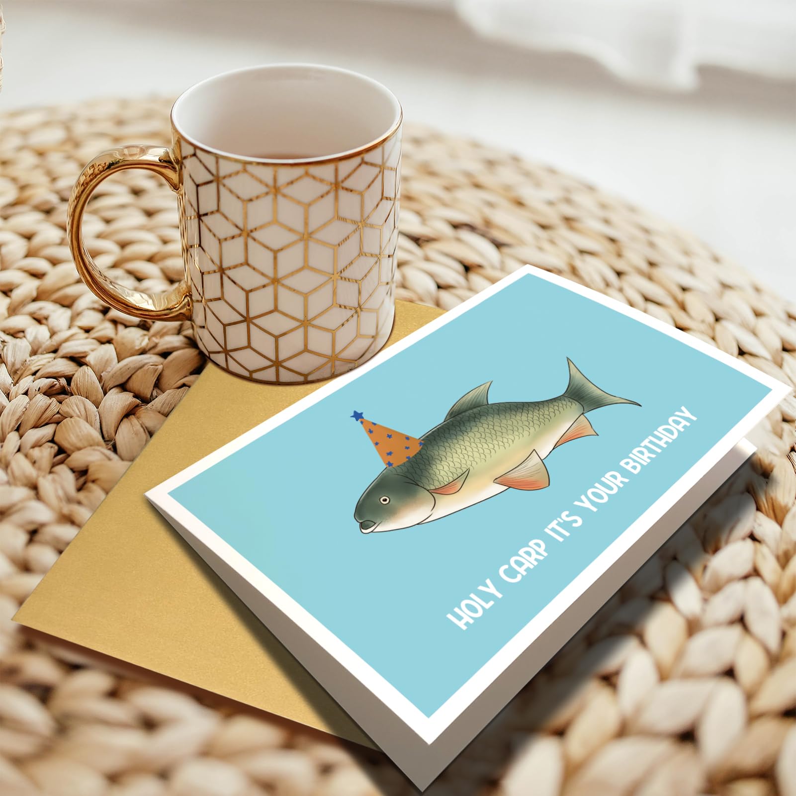 Funny Birthday Card for Men Women, Carp Pun Birthday Card, Fish Birthday Card, Bday Card for Husband Dad Grandpa, Holy Carp It's Your Birthday Card