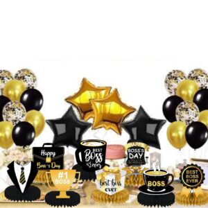 Happy Boss’s Day Honeycomb Centerpieces Table Decorations, Best Boss Ever Honeycomb Table Centerpieces Decorations Office Party Decor