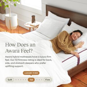 AWARA Natural Hybrid Queen Mattress 10 Inch - Certified Natural Latex - Sustainable New Zealand Wool - Steel Springs - 365-Night Trial, White