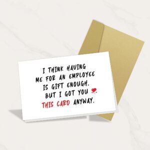 Fumnwoks Boss Day Card for Boss, Boss Birthday Card from Employee, Humorous Boss Day Gifts for Men Women, Happy Boss Day Card for Him Her,