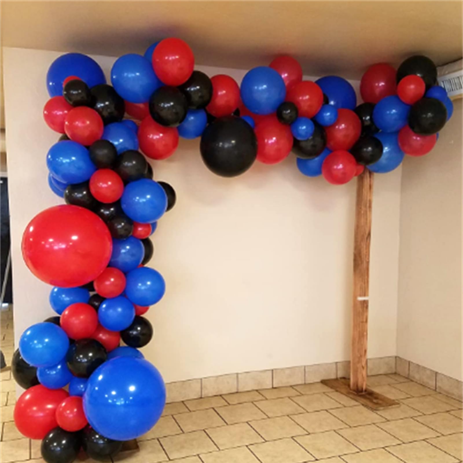 Red Blue Black Balloon Arch Garland Kit, 101 Pcs Matte Red Black and Royal Blue Latex Balloon Garland Kit for Super Spider Hero Party Boys Kids Birthday Baby Shower Graduation Party Decorations