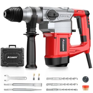 aoben 1-1/4 inch sds-plus rotary hammer drill with vibration control and safety clutch,10 amp heavy duty demolition hammer for concrete-including 3 drill bits, flat chisels, point chisels