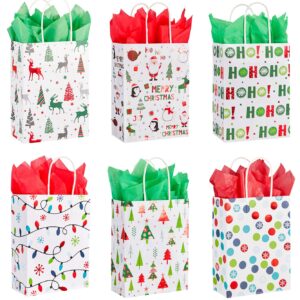 suncolor 30 pack small christmas gift bags with tissue paper