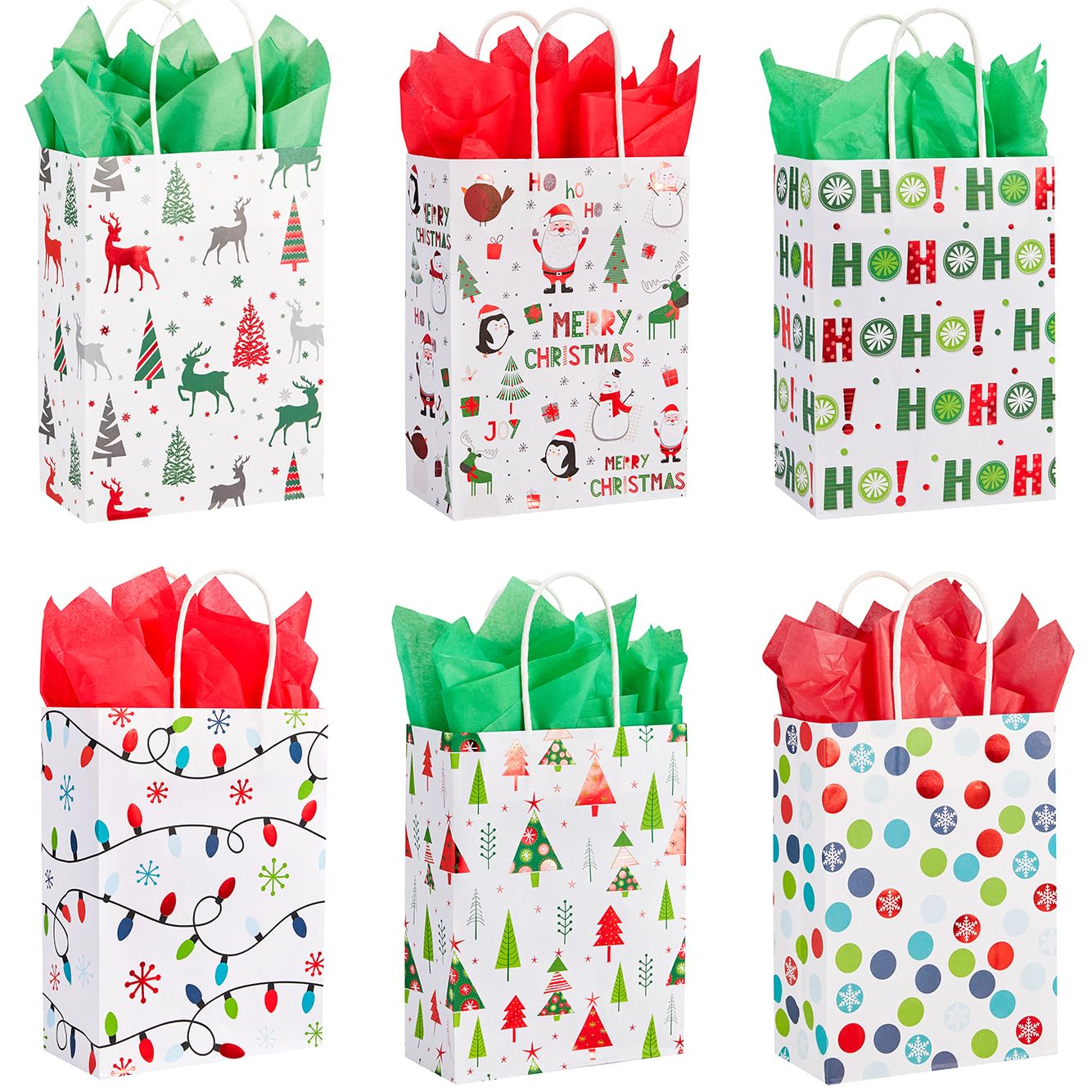 SUNCOLOR 30 Pack Small Christmas Gift Bags With Tissue paper