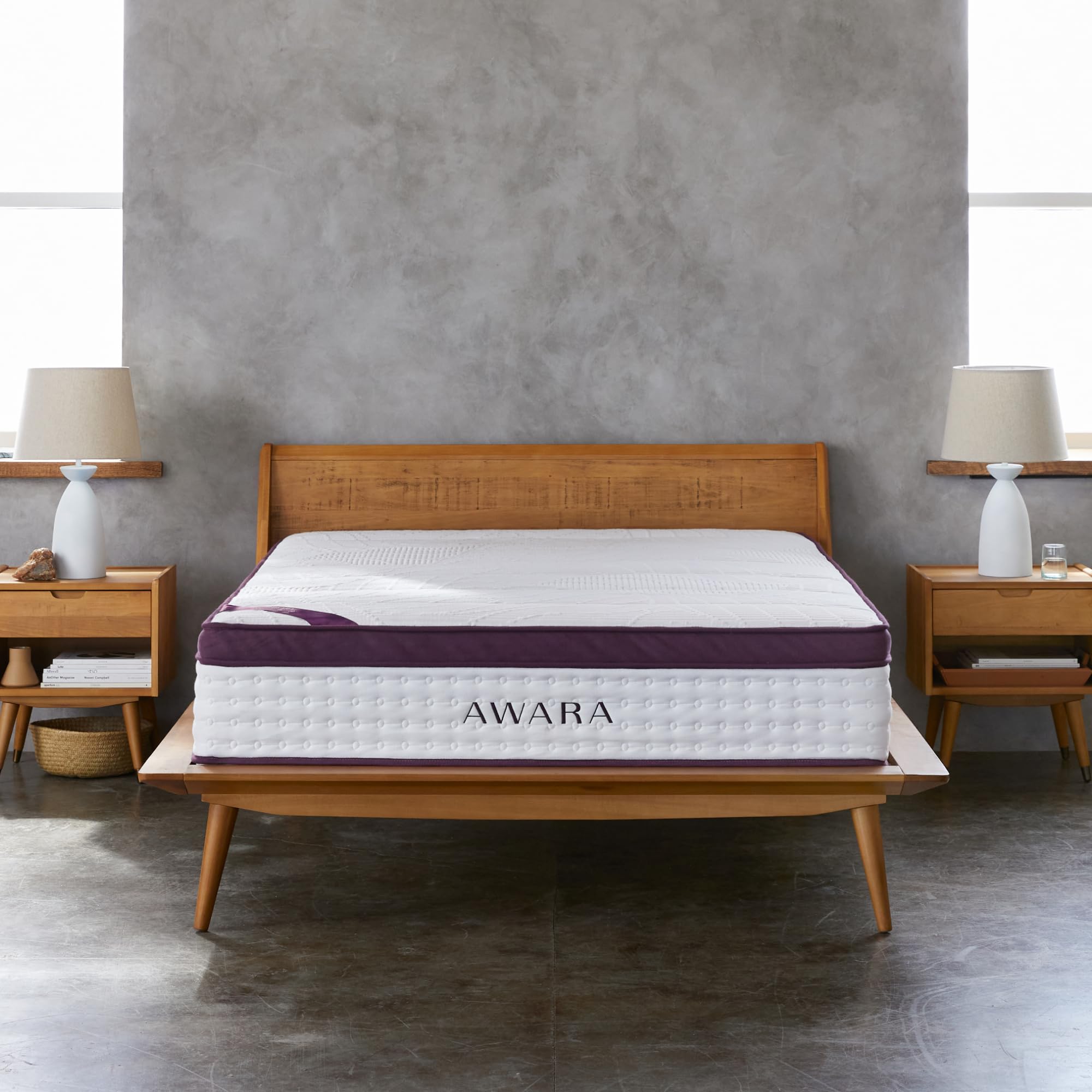 AWARA Premier Natural Hybrid Full Mattress 12 Inch - Certified Natural Latex - Sustainable New Zealand Wool - Steel Springs - 365-Night Trial,White