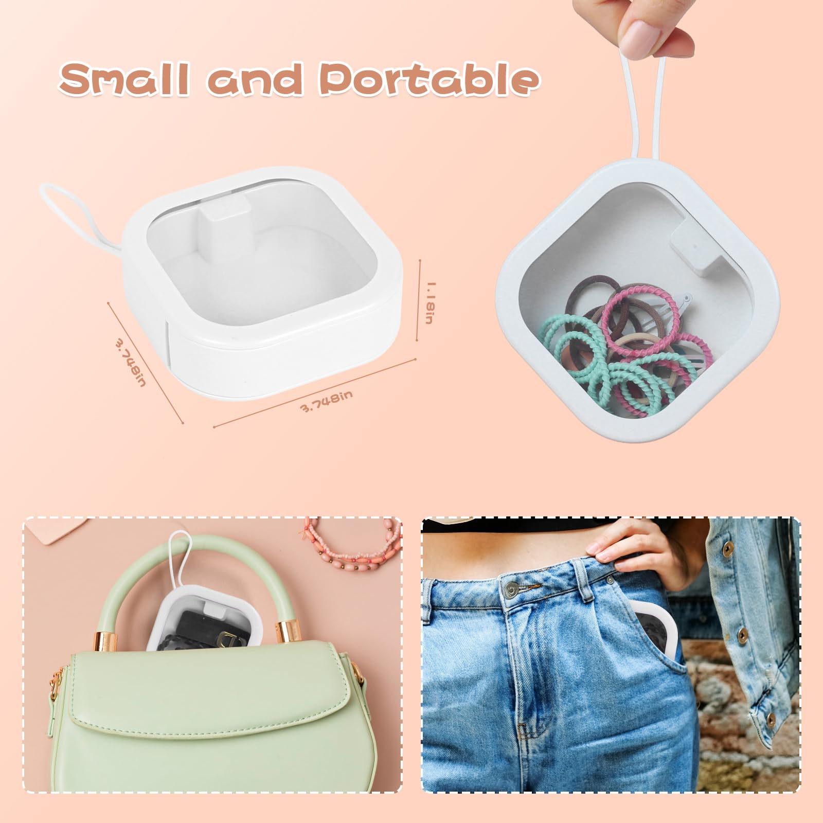 Hair Tie Organizer, Small Portable Hair Accessories Storage Can Be Stackable Or Hung On The Wall, Small Items Holder Hair Tie Organizer for Jewelry Hair Stuff Hair Clip Hair Tie Cotton Swab Desktop