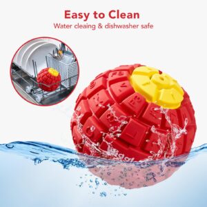 Wigglo Tough Durable Dog Ball Toy for Aggressive Chewers, Natural Rubber Dog Toy for Large/Medium Dogs, 3.5" Diameter Dog Ball Chew Toy, Helps with Dog Separation Anxiety, Dishwasher Safe, Red