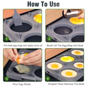 Mofeez 7-Piece Griddle Egg Ring Tray - Non-Stick Food-Grade Silicone, Detachable Rings, Easy to Clean Egg Ring Molds, Perfect for Cooking, Heat Resistant Pancake Rings