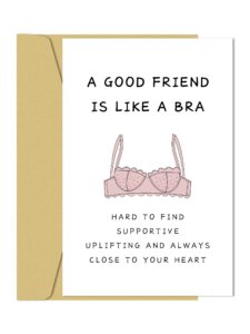 zoytonky funny best friend birthday card for women, friend female birthday card for bbf sister, “a good friend is like a bra” best friend card friendship card bridesmaid card for her