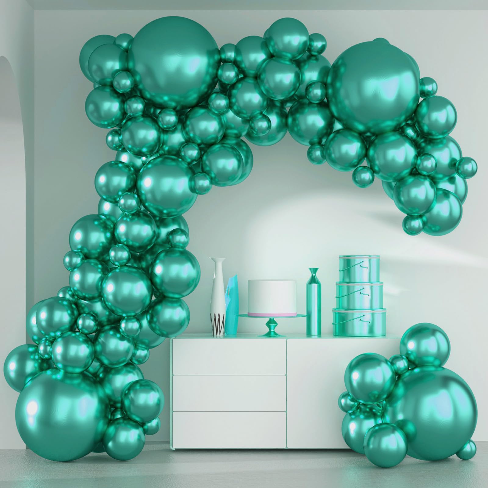 Metallic Green Balloons - Thickened 86Pcs Chrome Green Balloons Different Sizes 5/10/12/18 inch Green Balloon Garland Arch Kit for Birthday Wedding Halloween Christmas Bridal Shower Decorations