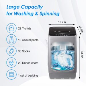 Washing Machine Washer Machine, 17.7lb/1.25cu.ft Washer Dryer Combo All In One (Semi-Dry) Apartment Dorms Laundry Compact Portable Washer Gray, LED Display, 8 Water Levels, 10 Wash Programs