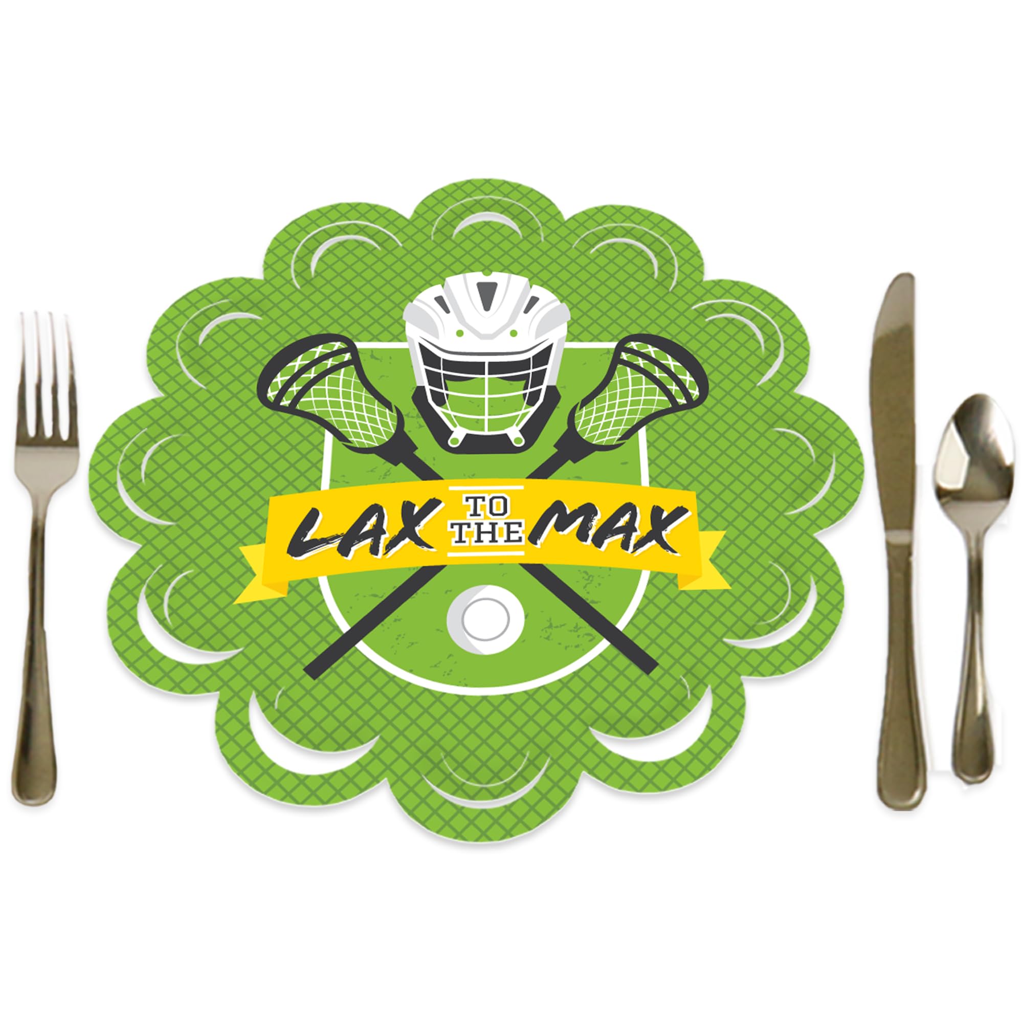 Big Dot of Happiness Lax to the Max - Lacrosse - Party Round Table Decorations - Paper Chargers - Place Setting For 12