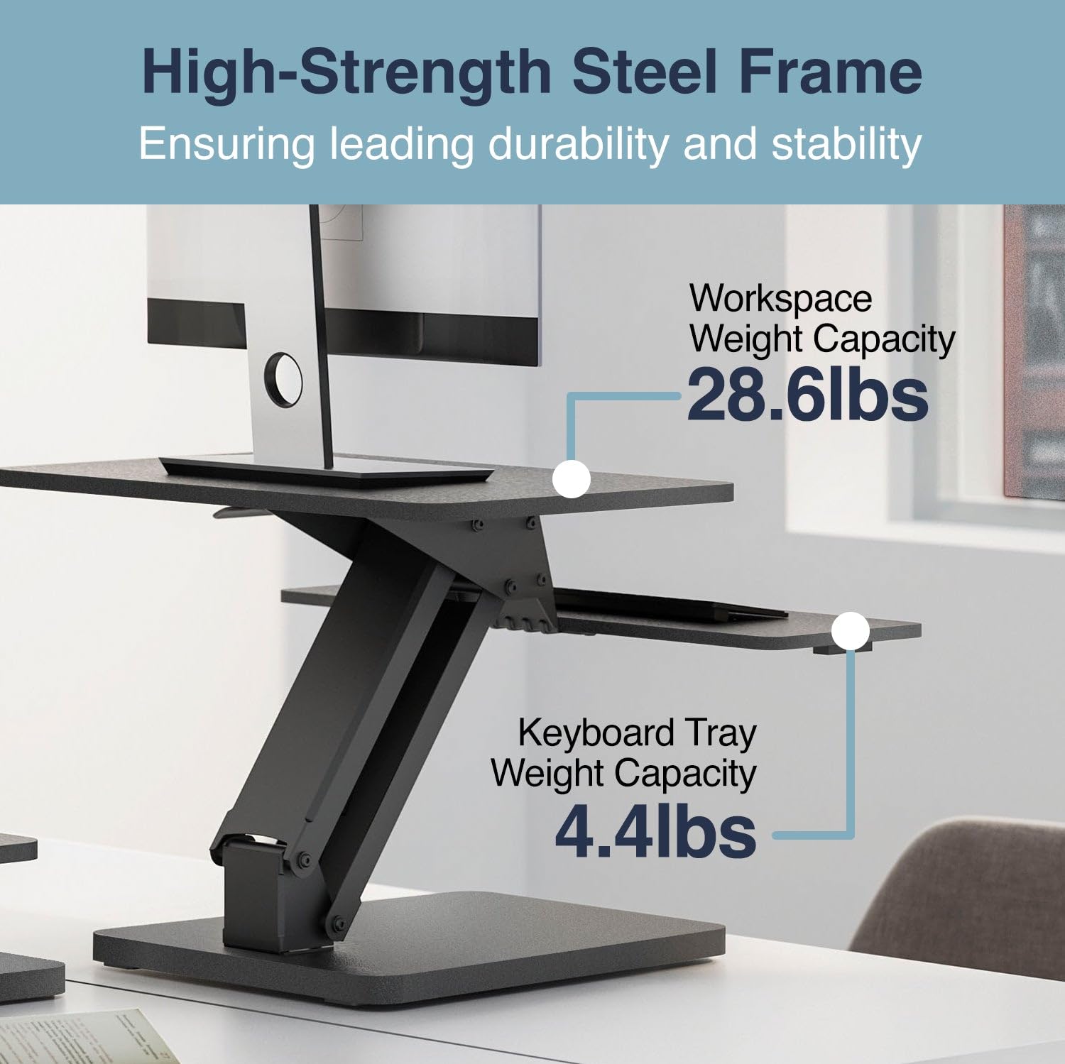 Desky Zero Adjustable Standing Desk Converter - 6.3-17.3'' Height Adjustable Desktop Standing Desk Riser - Stand Up Desk Top - Sit Stand Desk Converter - Converter for Standing Desk - Black Lift Desk