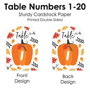 Big Dot of Happiness Fall Pumpkin - Halloween or Thanksgiving Party Double-Sided 5 x 7 inches Cards - Table Numbers - 1-20