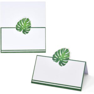 Gift Boutique 100 Pack Palm Leaf Place Cards Floral Green Leaves Seating Name Card Wedding Party Table Setting Tropical Folded Greenery Tent Cards