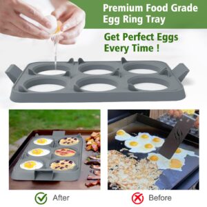 Mofeez 7-Piece Griddle Egg Ring Tray - Non-Stick Food-Grade Silicone, Detachable Rings, Easy to Clean Egg Ring Molds, Perfect for Cooking, Heat Resistant Pancake Rings