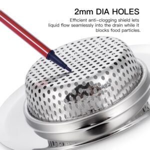 CORNERJOY 4 Pack Heavy Duty Stainless Steel Kitchen Sink Drain Strainer, Bathroom Hair Catcher Shower Drain Cover, Sink Tub Drain Stopper, Wash Basin Floor Drain, 2.1 to 4.5 Inch Diameter Rim