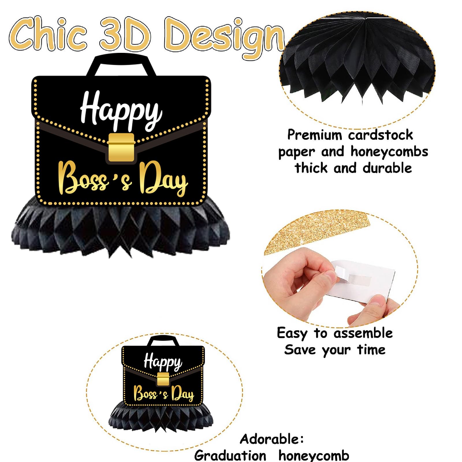 Happy Boss’s Day Honeycomb Centerpieces Table Decorations, Best Boss Ever Honeycomb Table Centerpieces Decorations Office Party Decor