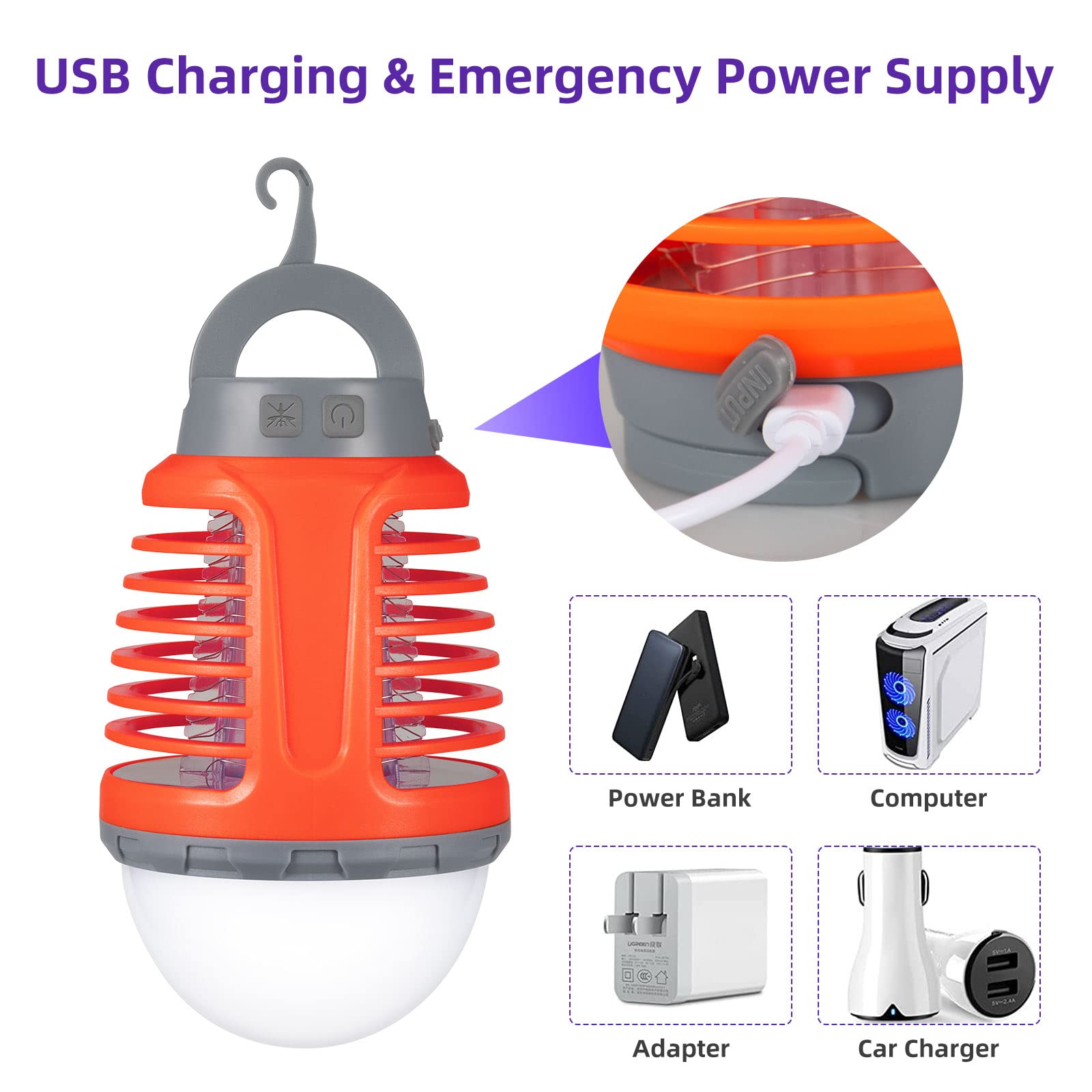 2 Pack Upgraded Bug Zapper Outdoor Cordless,Rechargeable Bug Zapper Indoor with USB Charge,Buzz Blast Pro Mosquito Killer,3 in 1 Mosquito Zapper-LED Camping Bug Zapper,Mosquito Killer,Flashlight