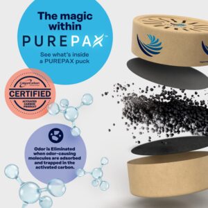 PUREPAX Odor Eliminator Premium Activated Carbon Charcoal Unscented 3 Pack - Extra Long Lasting Strong Odor Remover for Small Spaces: Kitchen, Refrigerator, Closet, Drawers, Car, Locker, Gym Bag