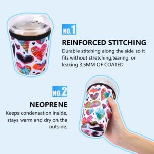 Cavllson 3 Pack Reusable Insulated Neoprene Iced Coffee Beverage Sleeves Cold Drink Cup Holder for Starbucks Coffee, McCafe, Dunkin Donuts, Tim Hortons and More, Bohemian-3 Pack