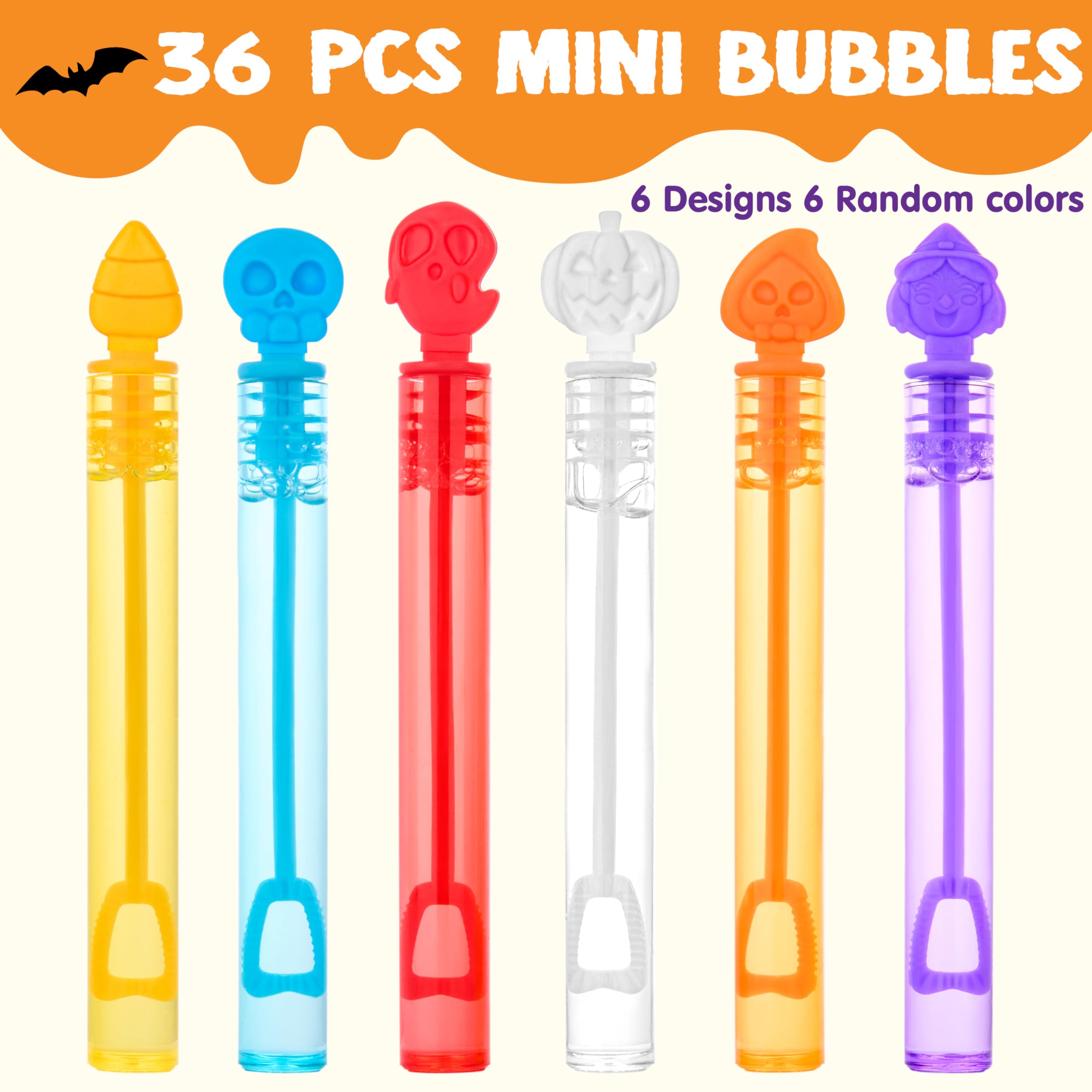 JOYIN 36 PCS Halloween Bubble Wands, Mini Bubbles Party Favors for Kids, Children Bubble Toys Bulk, Halloween Party Favors, Goodie Bags Stuffers, Outdoor Indoor Activity Use, Carnival Prizes