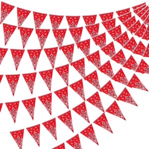 waenerec western themed party decorations 6 pack red bandana pennant banner country farm cow print banner flags cowboy baby shower decorations for boy rodeo wild west party supplies