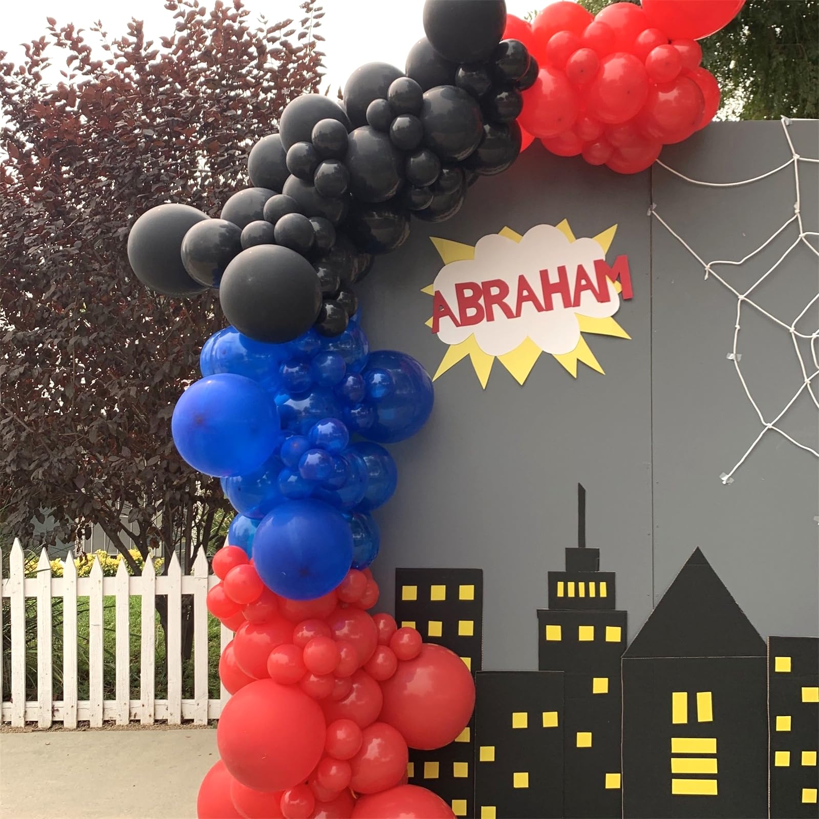 Red Blue Black Balloon Arch Garland Kit, 101 Pcs Matte Red Black and Royal Blue Latex Balloon Garland Kit for Super Spider Hero Party Boys Kids Birthday Baby Shower Graduation Party Decorations