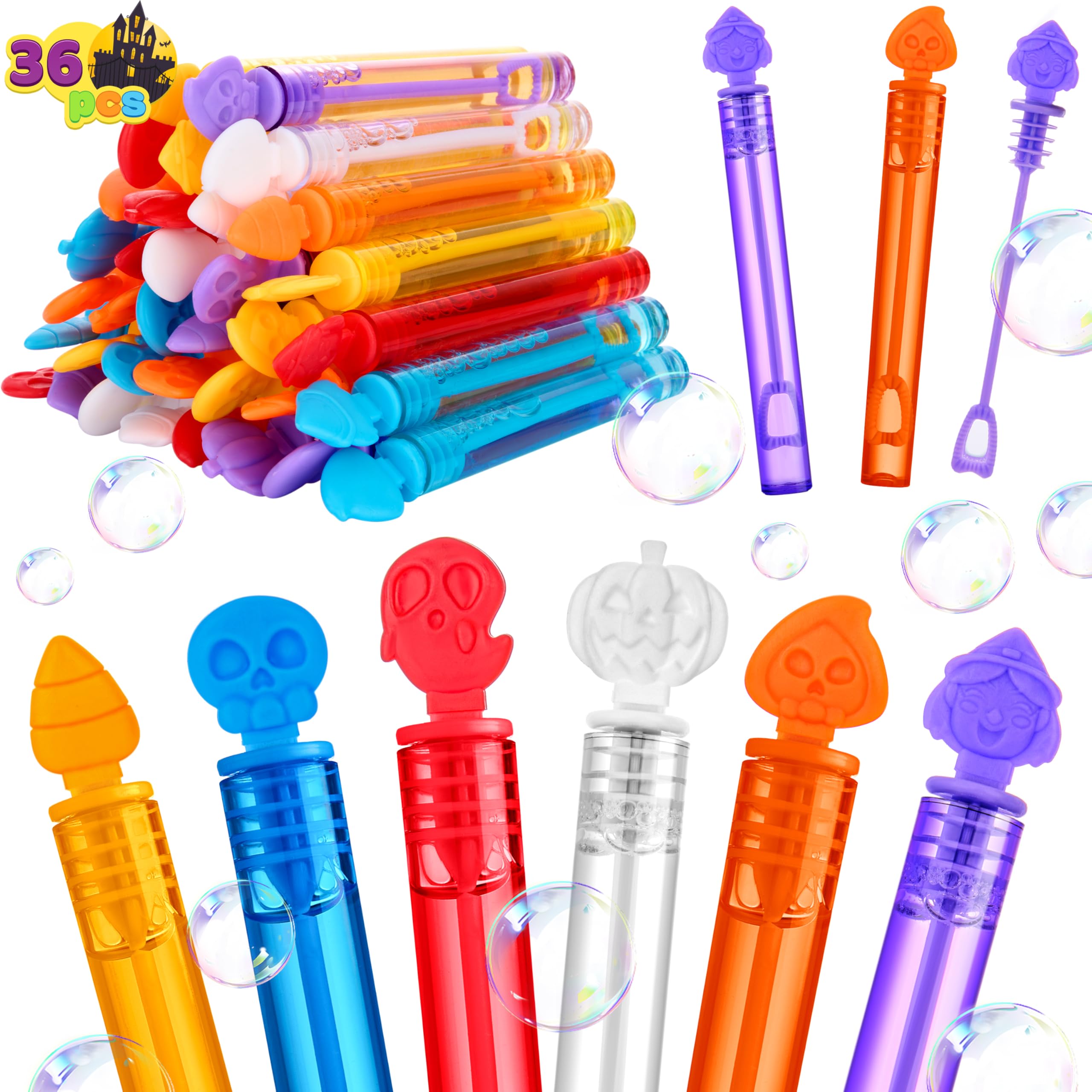 JOYIN 36 PCS Halloween Bubble Wands, Mini Bubbles Party Favors for Kids, Children Bubble Toys Bulk, Halloween Party Favors, Goodie Bags Stuffers, Outdoor Indoor Activity Use, Carnival Prizes