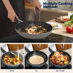 ARC Nonstick Frying Pan Skillet With Removable Handle,10 Inch Skillet with Lid Egg Pan Non Stick Saute Pan, Oven and Dishwasher Safe, PFOA Free Cookware Cooking Pan For Induction Cooktops