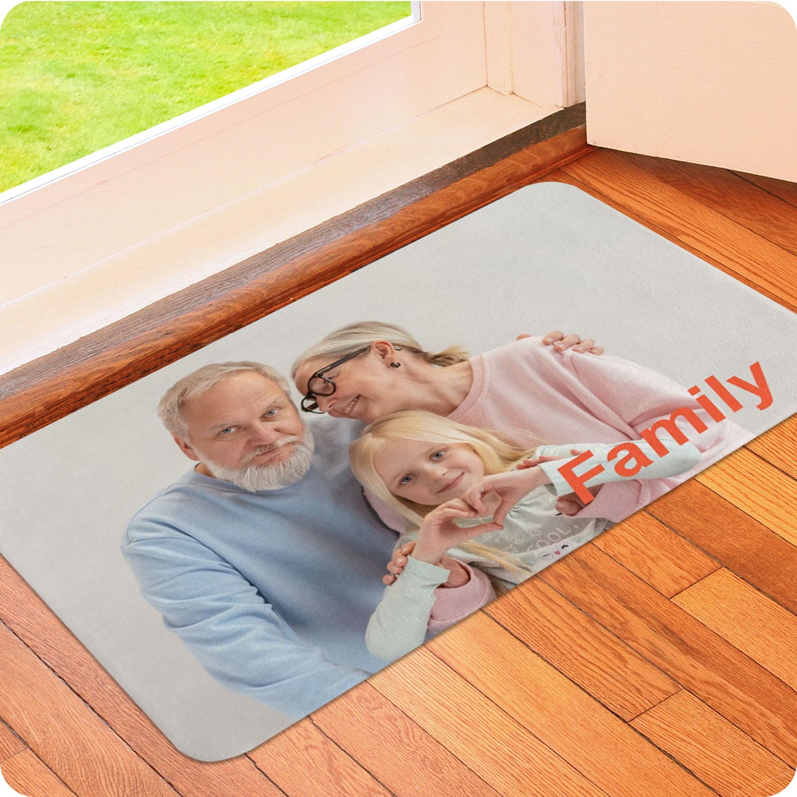 Custom Rug Personalized Door Mat with Picture Logo Name Text Non-Slip Washable Customized Printed Rectangle Floor Mats Carpet for Front Door Bathroom Bedroom Outside Inside Camping (1 Photo, 20"x32")