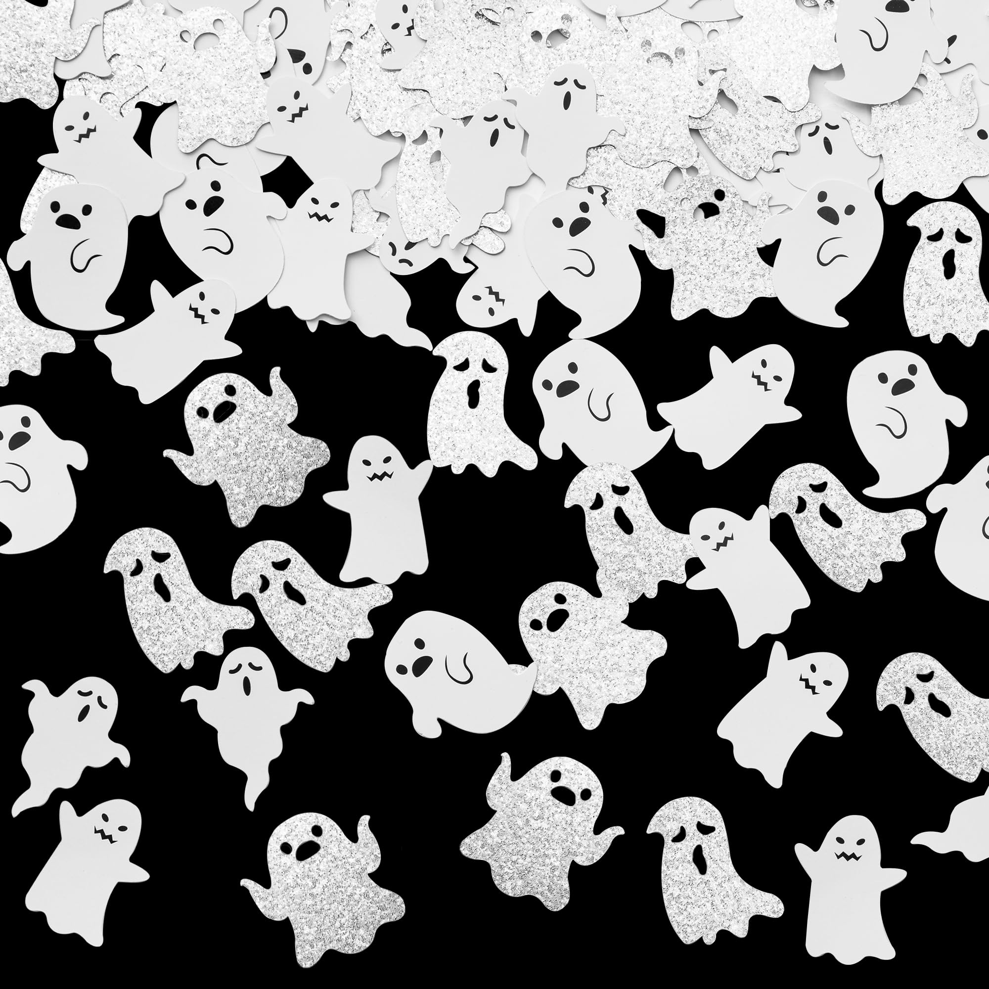 Halloween Ghost Confetti Glitter Sprinkles Paper Scatter Table Decor Party Decorations Supplies for Halloween Night Horror Spooky Themed Baby Shower Birthday Haunted House, 300 Pcs