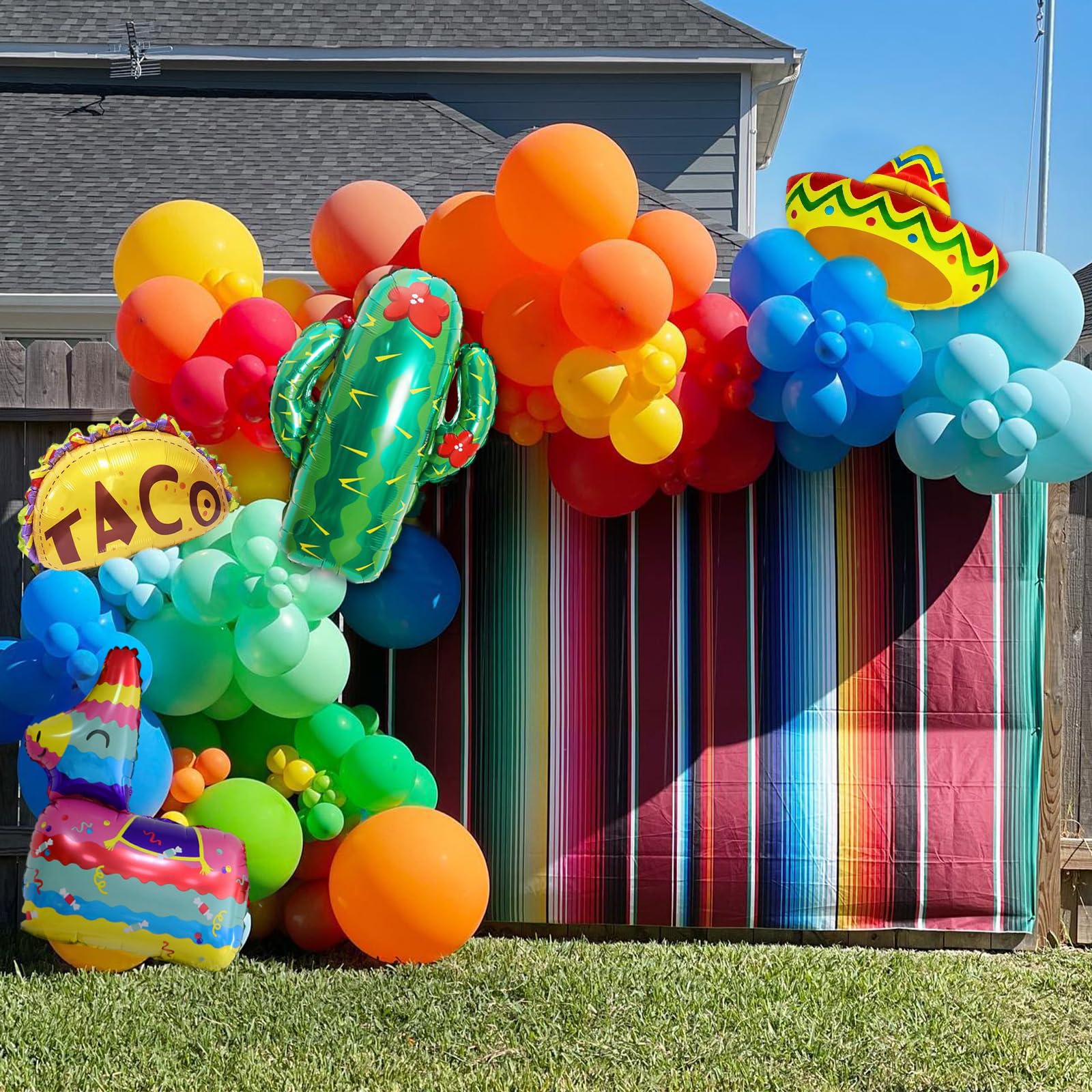 Mexican Fiesta Party Decorations 159pcs Fiesta Balloon Garland Arch Kit-Cactus Llama Sombrero Taco Foil Balloons for Taco Twosday Birthday Decorations Baby Shower Carnival Cinco De Mayo Party Supplies