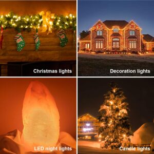 50 Pack C9 Led Christmas Lights Bulb, C9 Replacement LED Christmas Lights Outdoor Bulb, C9 Shatterproof Led Bulb for Christmas String Lights, E17 Base, Commercial Grade 2200K Warm White Bulbs