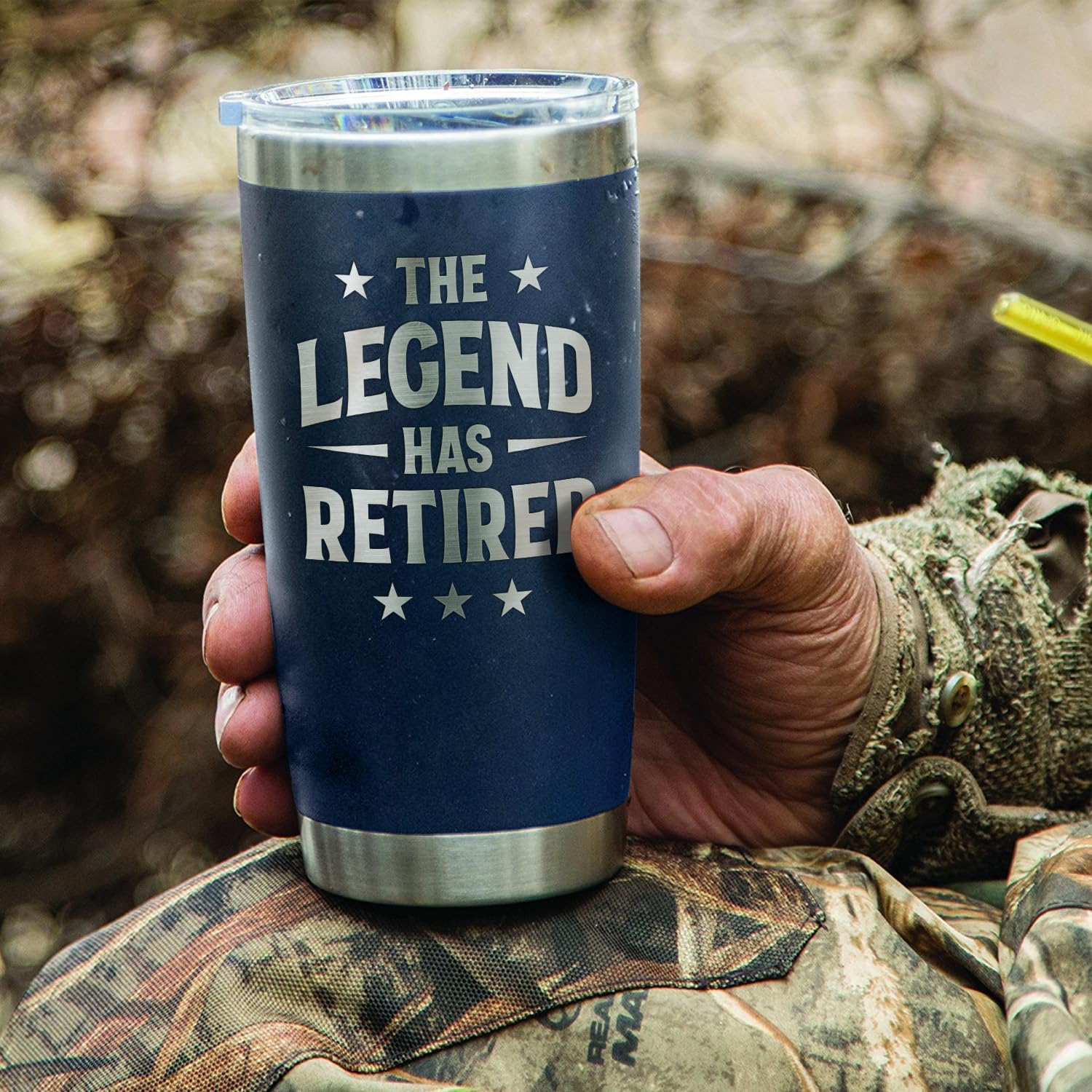 PRPinkRain Retirement Gifts for Men 2024 - The Legend Has Retired - American Flag Tumbler, Engraved Gifts, Retirement Gag Gifts Idea for Men, Him, Husband, Coworkers (Navy 20 Oz)