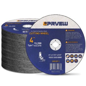 prvew 50-pack 4 inch cut off wheels,4 x1/16x3/8 inch quality cutting disc,metal & stainless steel aggressive cutting wheel for angle grinder, general purpose metal cut-off wheel