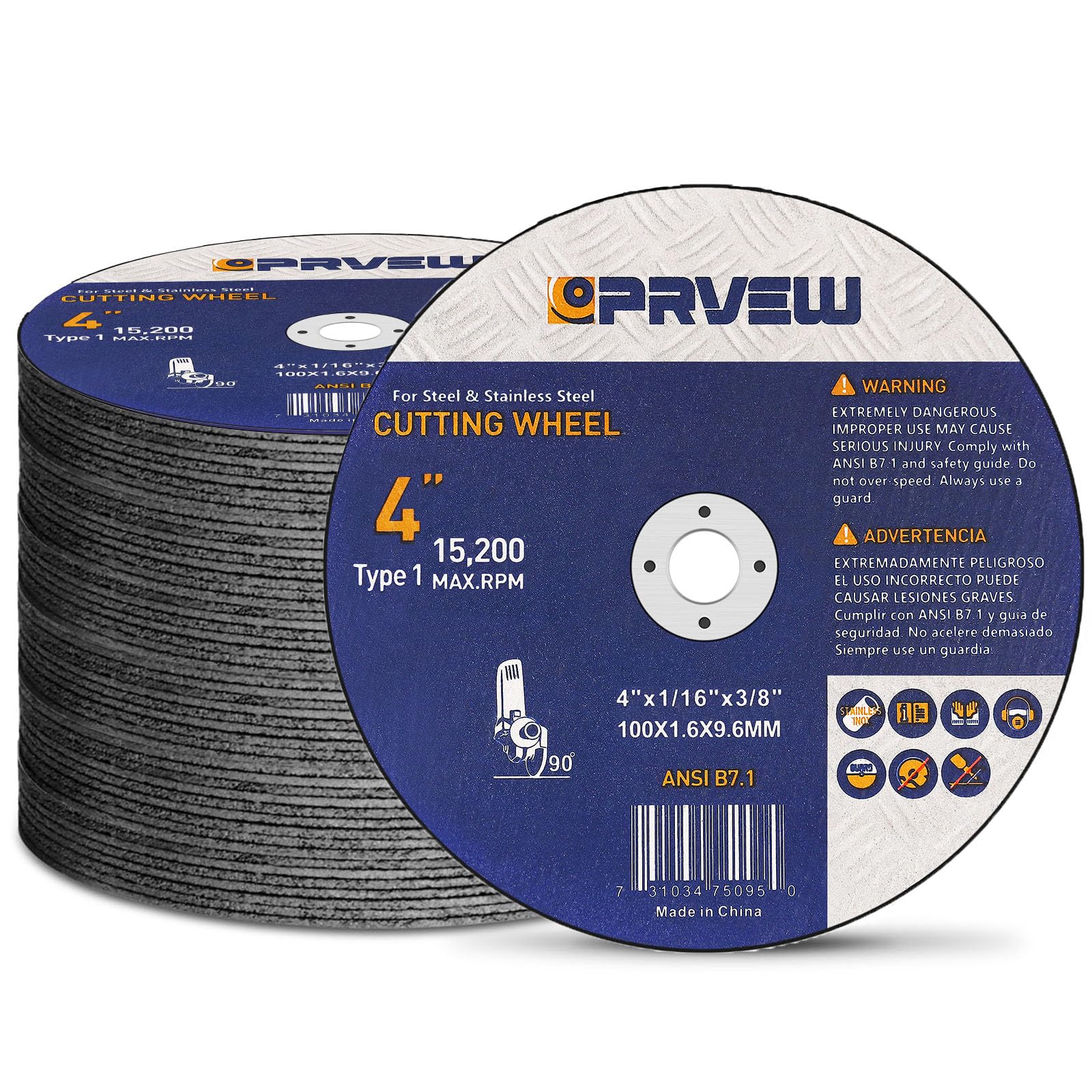 PRVEW 50-Pack 4 Inch Cut Off Wheels,4 x1/16x3/8 Inch Quality Cutting Disc,Metal & Stainless Steel Aggressive Cutting Wheel for Angle Grinder, General Purpose Metal Cut-Off Wheel