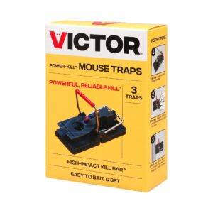 victor m142-3b power-kill easy set mouse trap - 3 reusable mouse traps