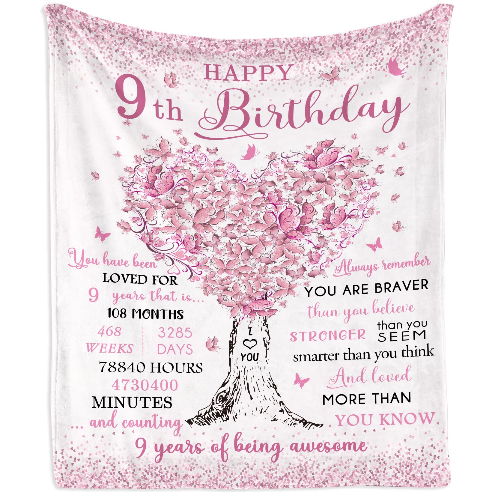 Mubpean Gifts for 9 Year Old Girls Blanket 60"x50", 9 Year Old Girl Gifts, Birthday Gifts for 9 Year Old Girl,9 Year Old Girl Birthday Gift Ideas,9th Birthday Gifts for Girls,Best Party Gift for Age 9