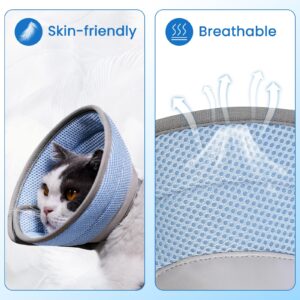 IDOGCHEW Cat Cone Collar Soft, Cat Recovery Collar Stop Licking After Surgery, Kitten Elizabethan Collar, Adjustable, Lightweight, Comfortable - Blue, S