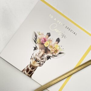 Old English Co. Giraffe Very Special Cousin Card - Giraffe Floral Cute Birthday Card for Her - Cute Well Done Congratulations Cards for Cousin from Family Friends | Blank Inside with Envelope…