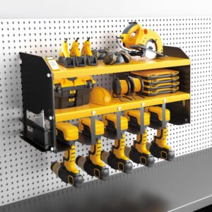 Qusimi Wall Mounted Power Tool Organizer,Garage Space-Saving Tool Organizers and Storage,Metal Utility Shelf Storage Rack for Cordless Drill