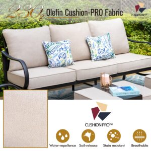 PHI VILLA Patio Conversation Set for 2, Deluxe Outdoor Patio Set with 2 C-Base Padded Sofa Chair