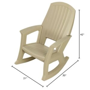 Semco Plastics Rockaway Heavy-Duty All-Weather Plastic Outdoor Porch Rocking Chair for Home Deck and Backyard Patios, Tan (2 Pack)